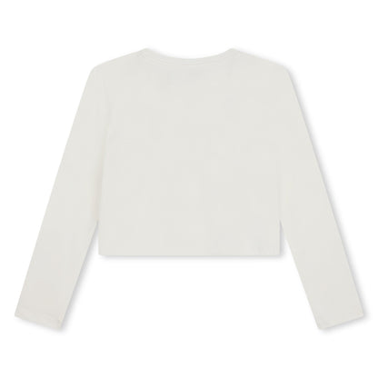 Camiseta Cropped Blanco Manga Larga Logotipo MK Charm