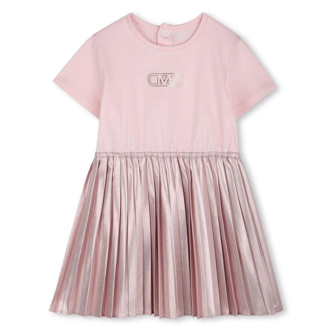 Vestido Rosa Manga Corta Plisado Bebé