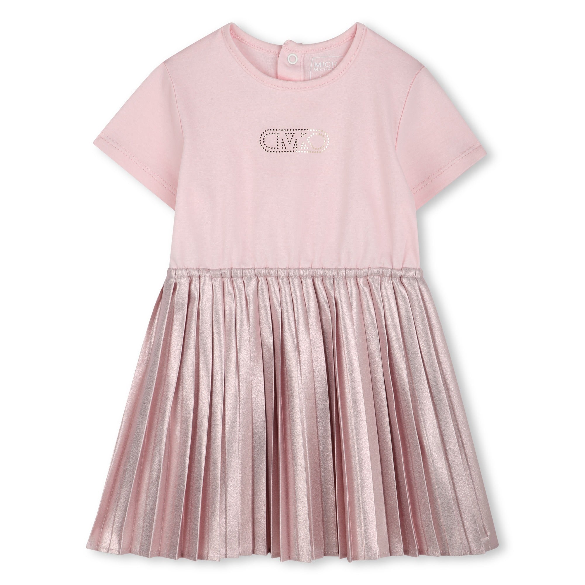 Vestido Rosa Manga Corta Plisado Bebé