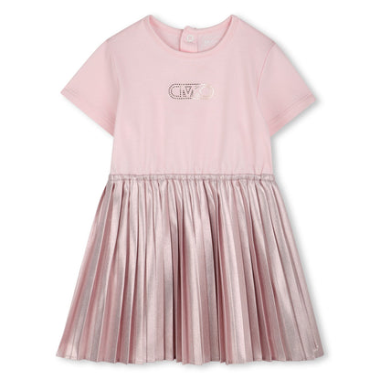 Vestido Rosa Manga Corta Plisado Bebé