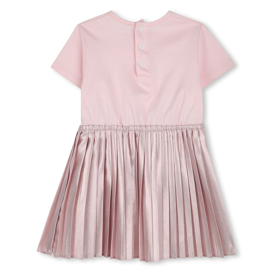 Vestido Rosa Manga Corta Plisado Bebé