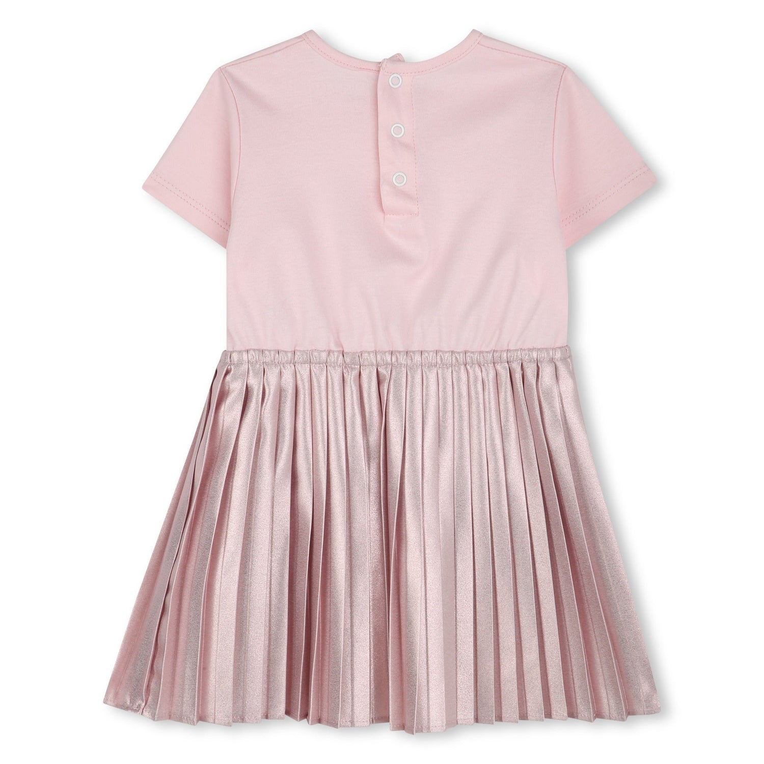 Vestido Rosa Manga Corta Plisado Bebé