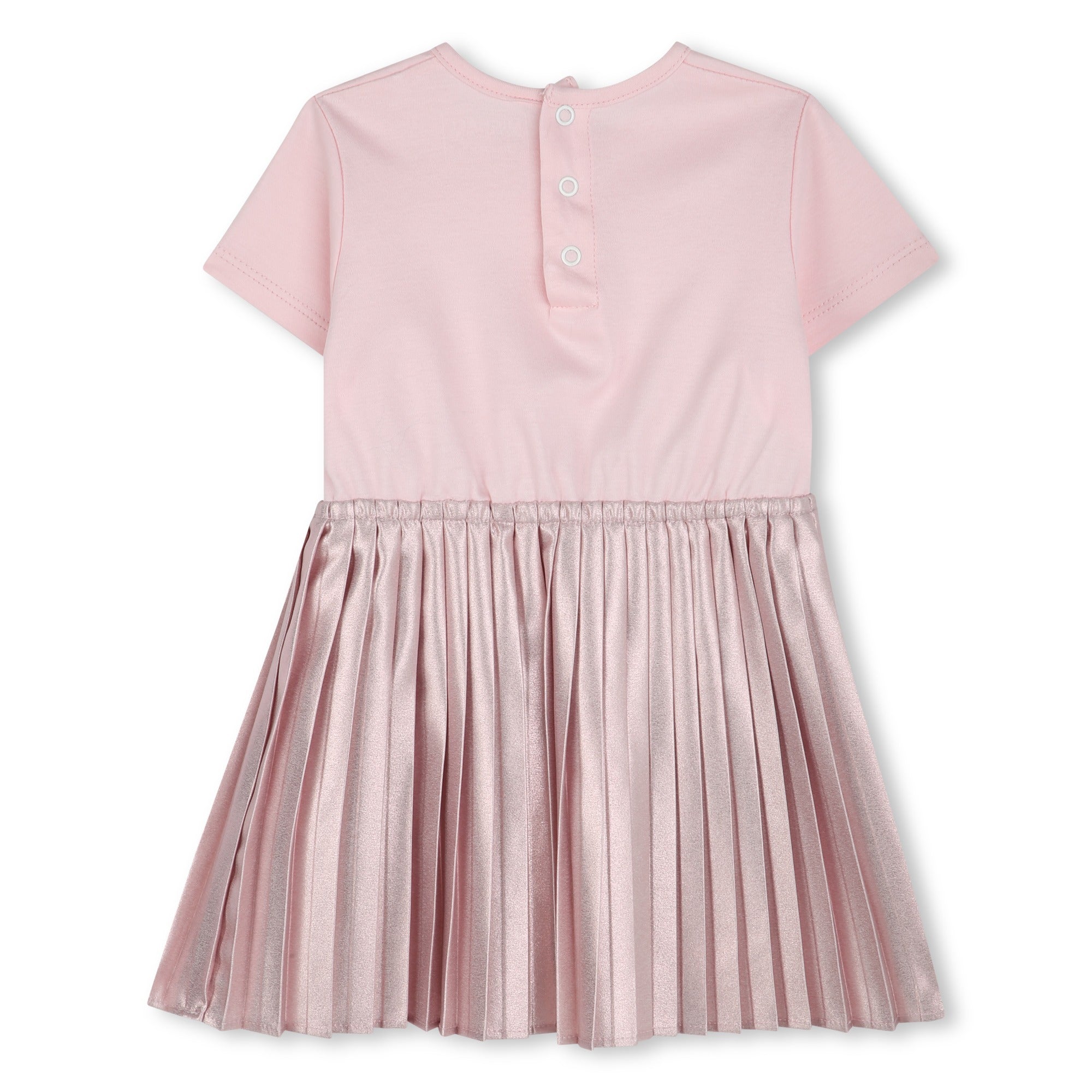 Vestido Rosa Manga Corta Plisado Bebé