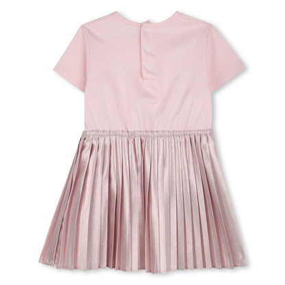 Vestido Rosa Manga Corta Plisado Bebé