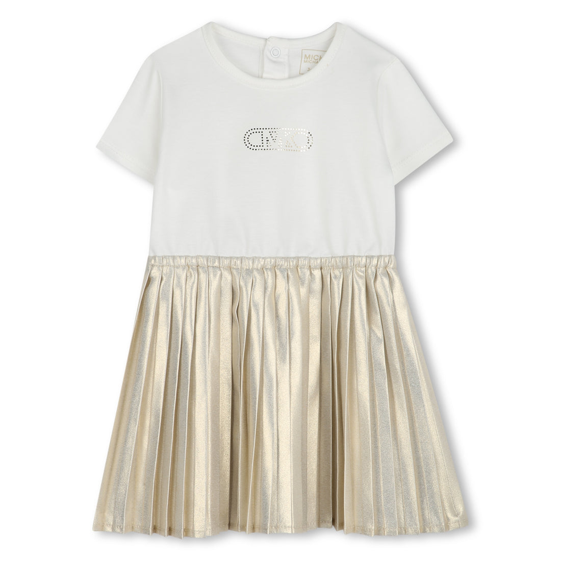 Vestido Blanco Manga Corta Plisado Bebé