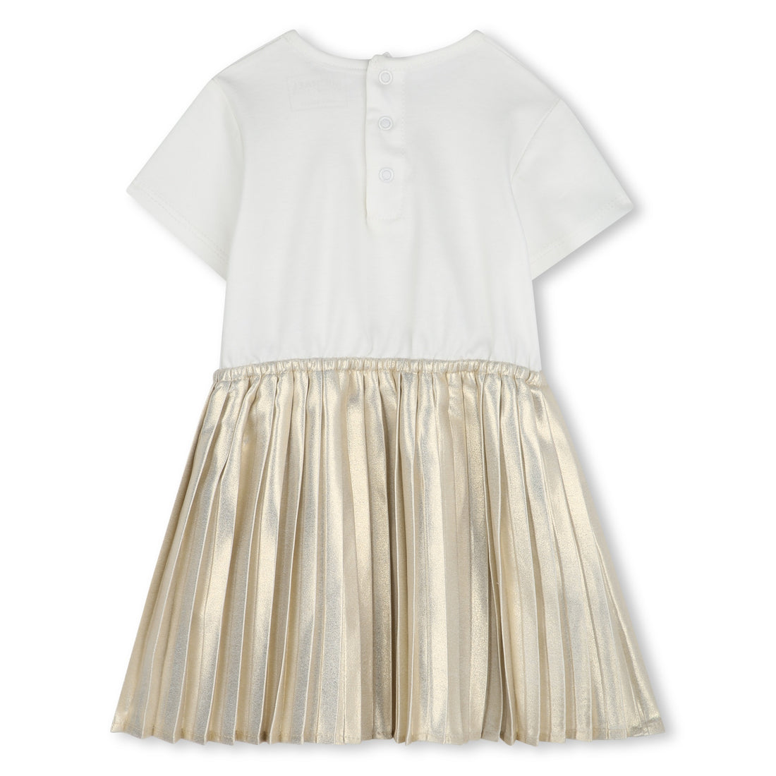 Vestido Blanco Manga Corta Plisado Bebé