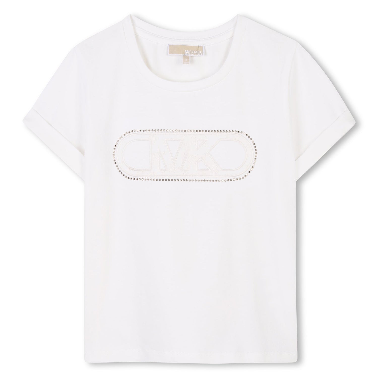 Camiseta Blanca Algodón Orgánico Logo Bordado Perlas