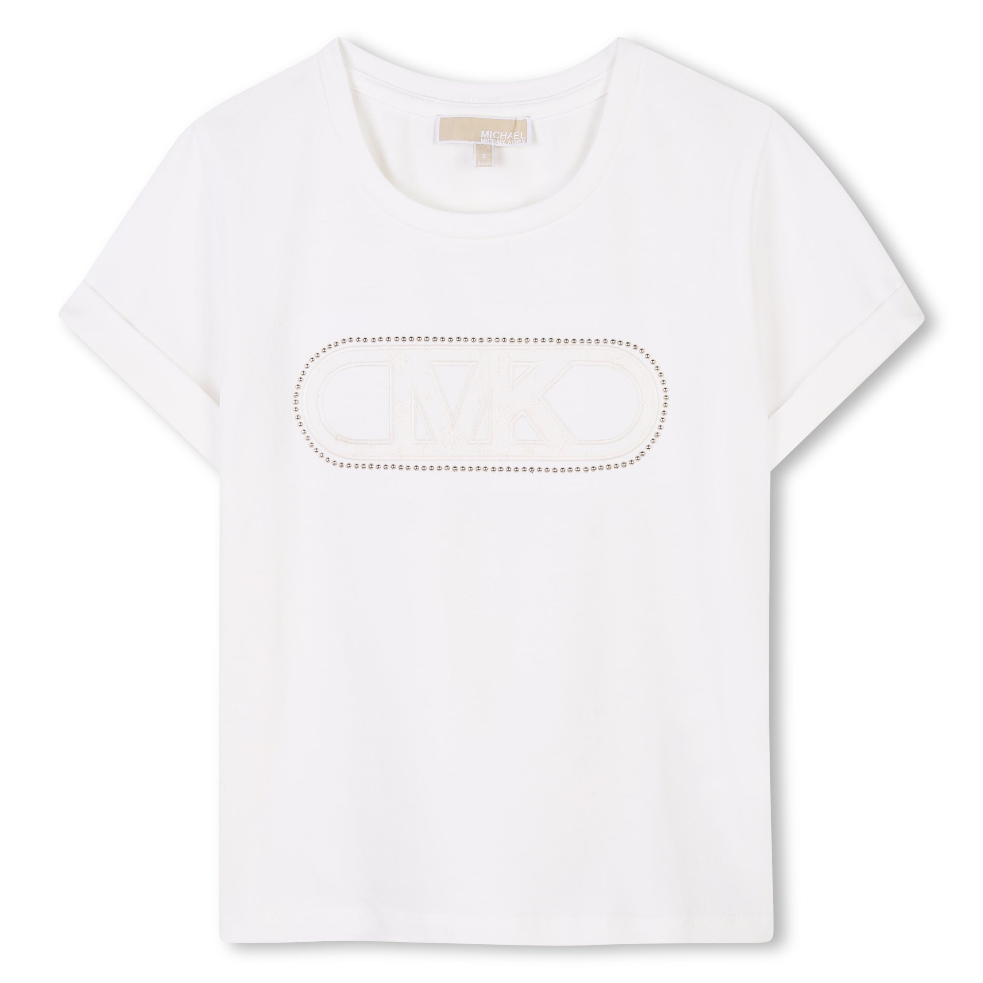 Camiseta Blanca Algodón Orgánico Logo Bordado Perlas
