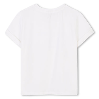 Camiseta Blanca Algodón Orgánico Logo Bordado Perlas