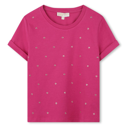 Camiseta Rosa Logotipo Destacado Algodón Orgánico