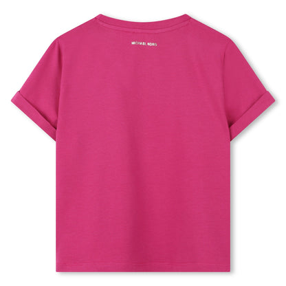 Camiseta Rosa Logotipo Destacado Algodón Orgánico