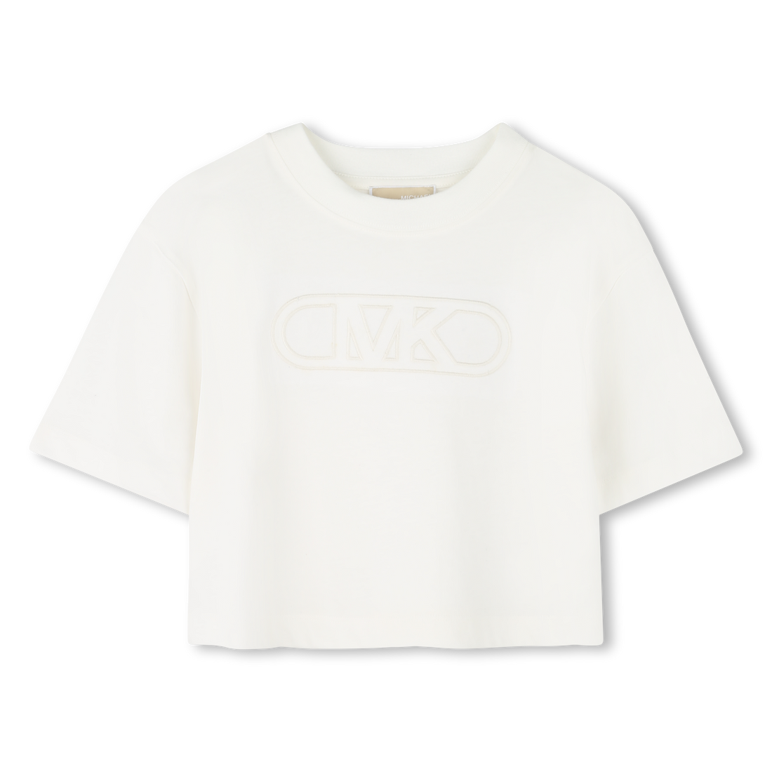 Camiseta Blanca Cropped Logotipo Bordado