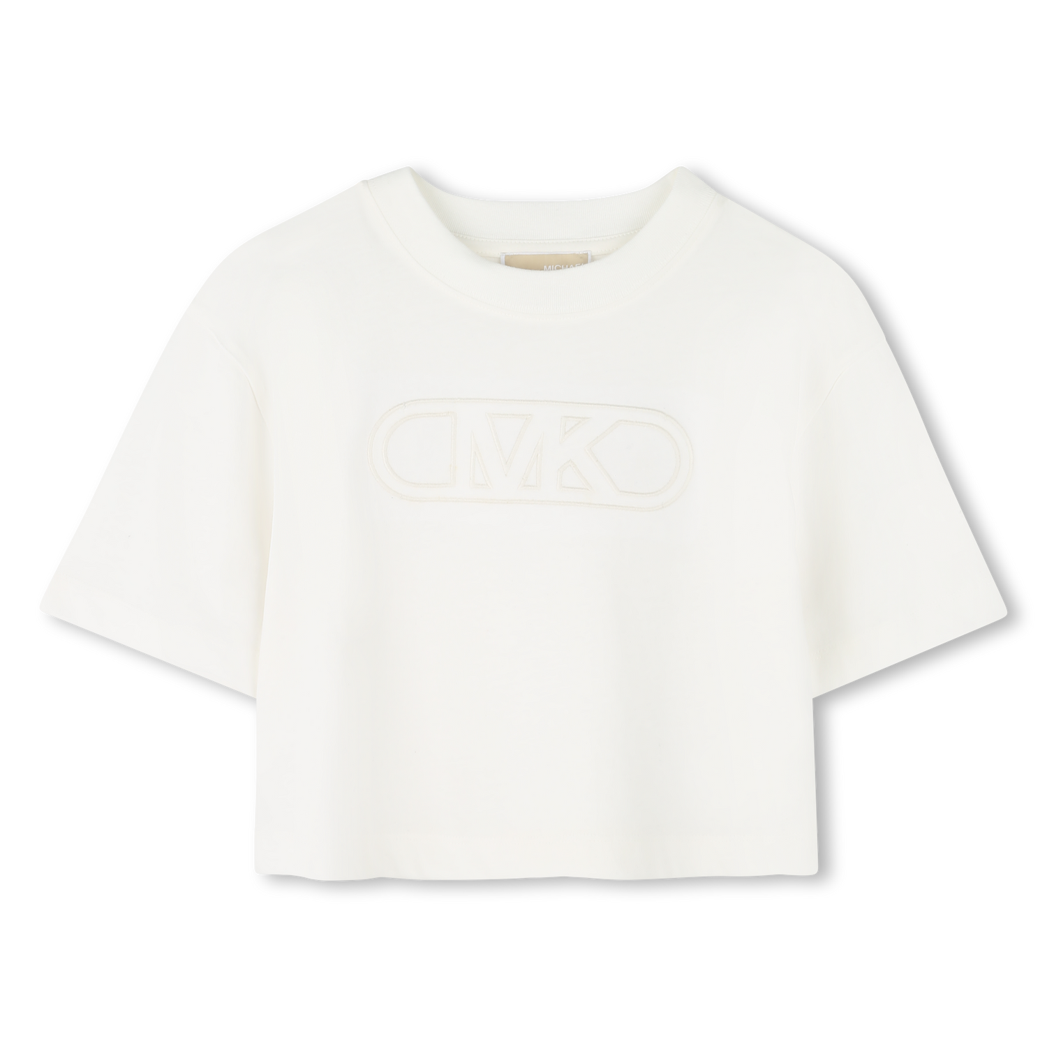 Camiseta Blanca Cropped Logotipo Bordado