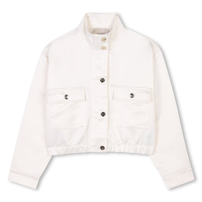 Chaqueta Blanca Satín Cropped