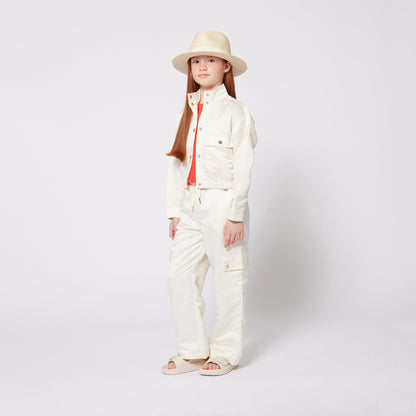 Chaqueta Blanca Satín Cropped