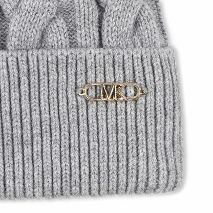 Gorro Trenzado Pompón Gris