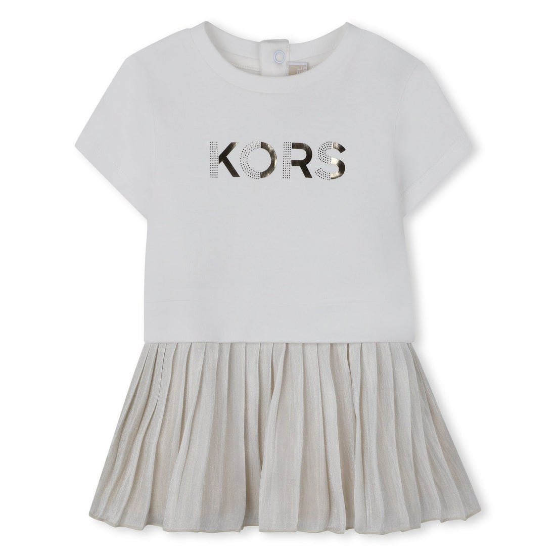 Vestido Combinado Bordado MK Dorado