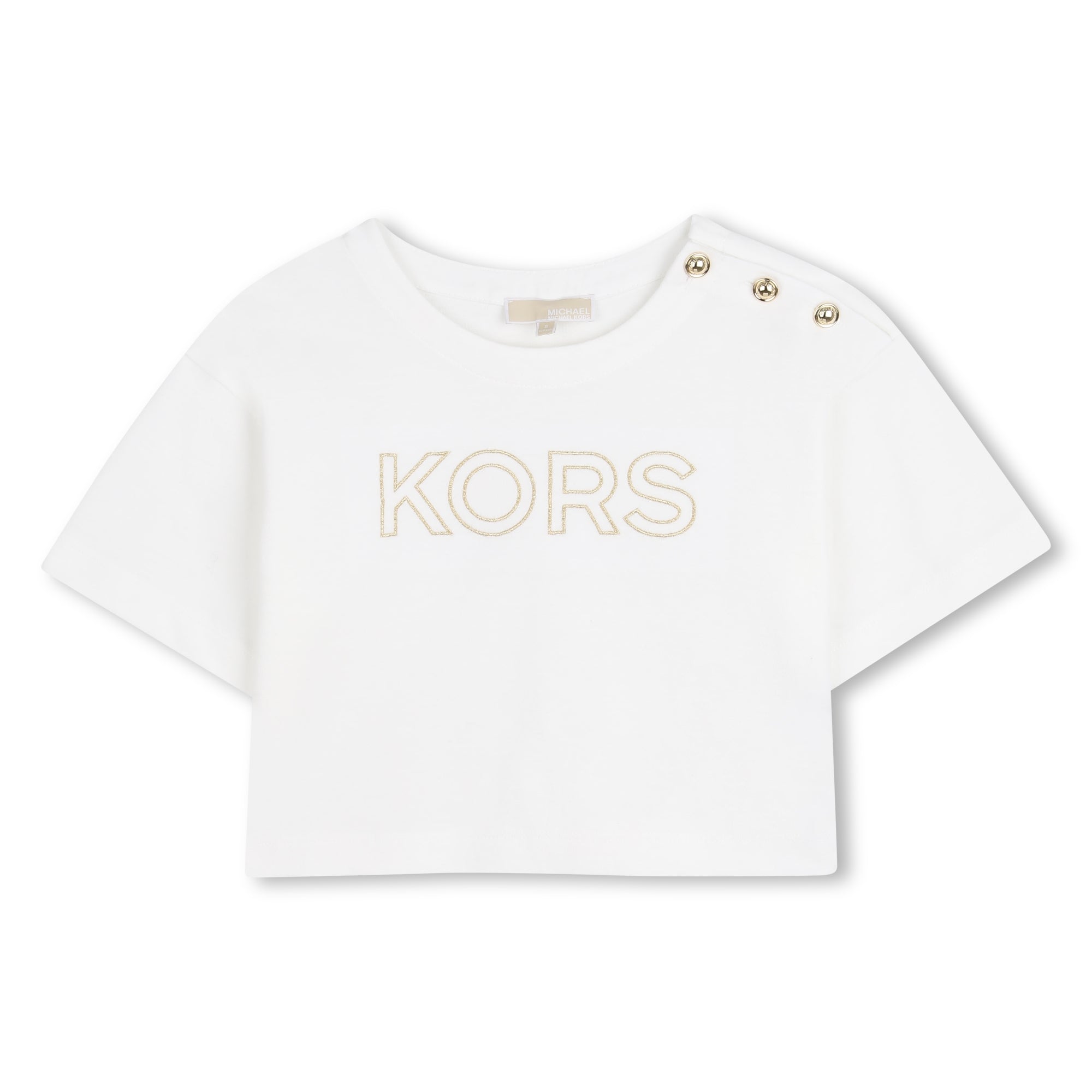 Camiseta Bordado KORS Metálico Blanco