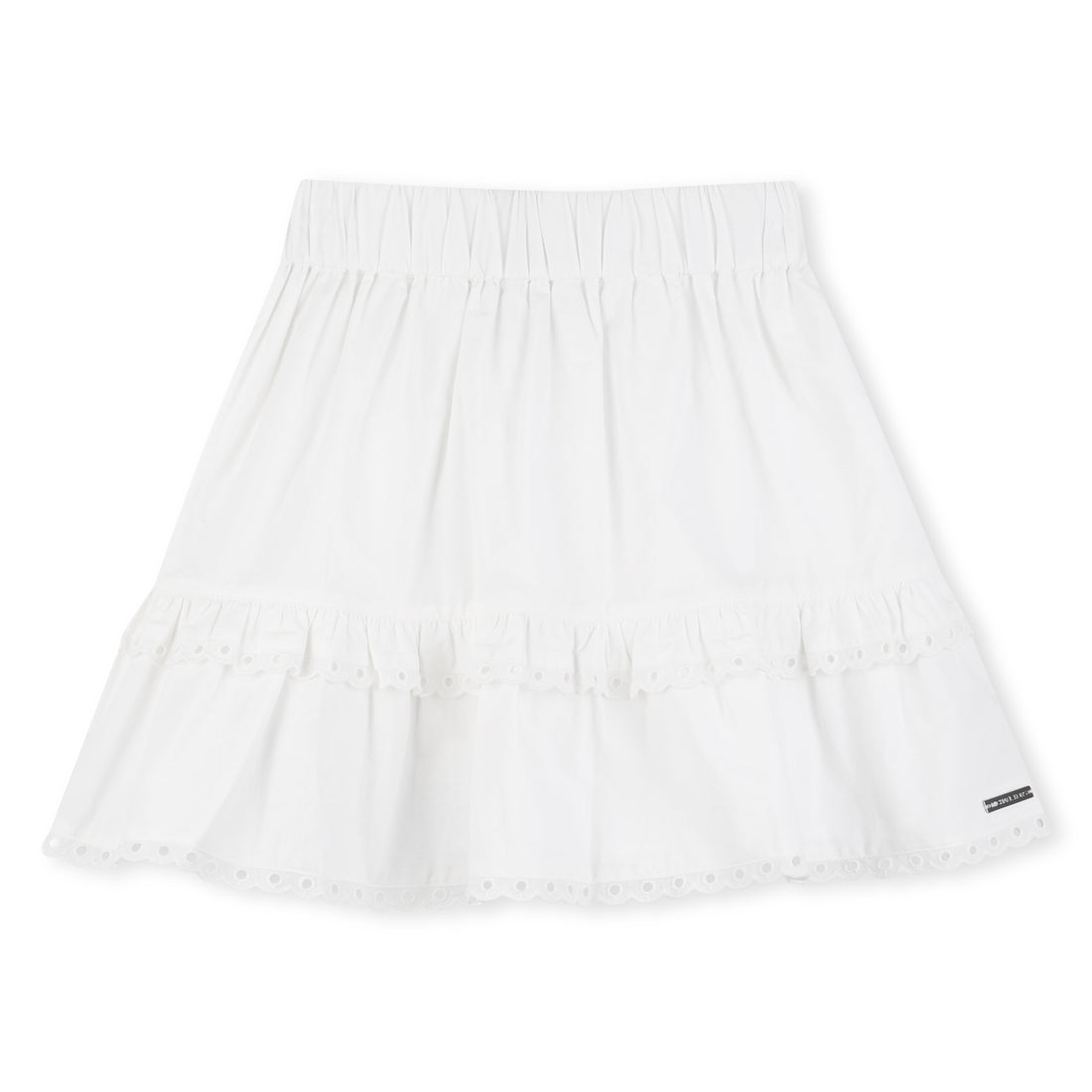 Falda Corta Popelina Volantes Encaje Blanca