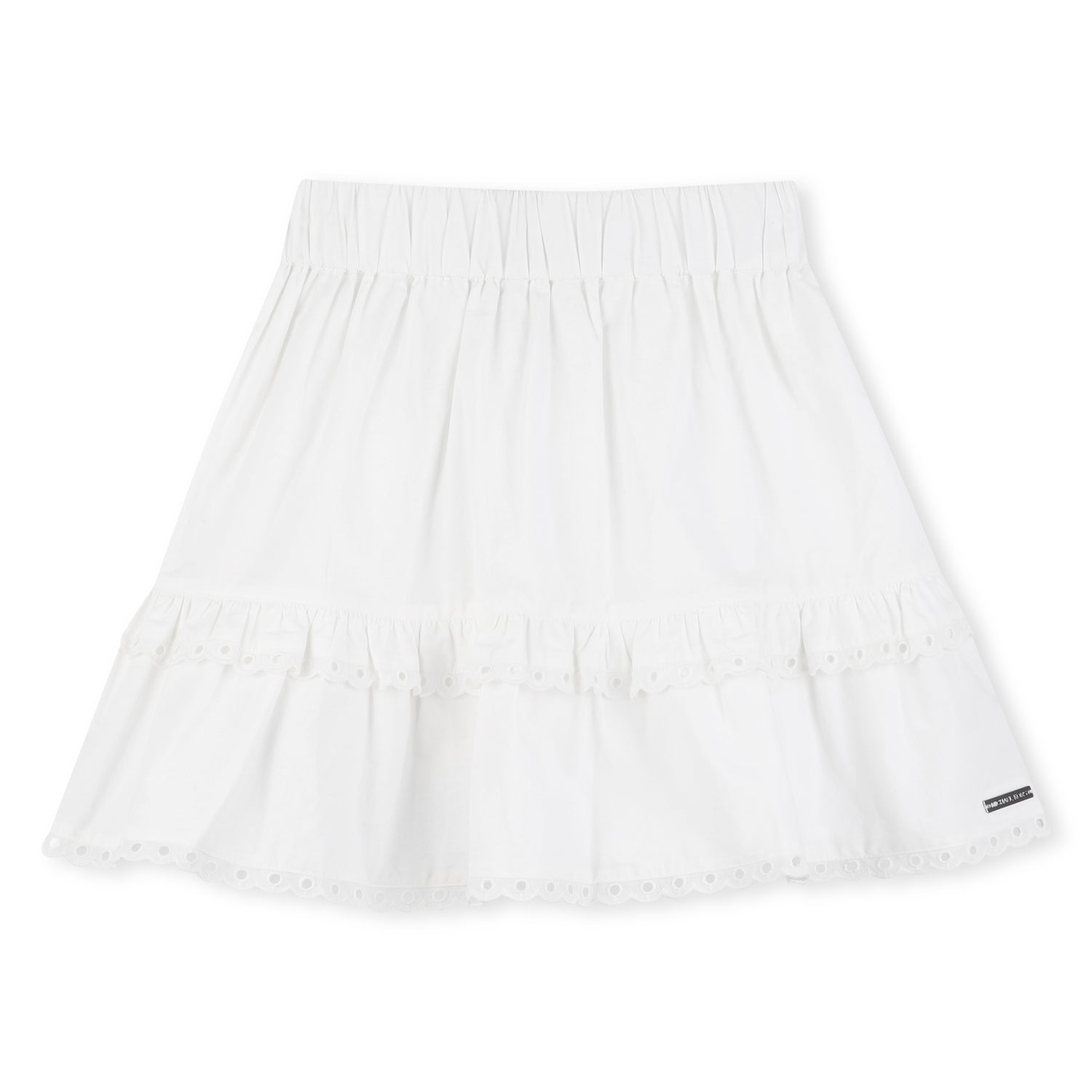 Falda Corta Popelina Volantes Encaje Blanca