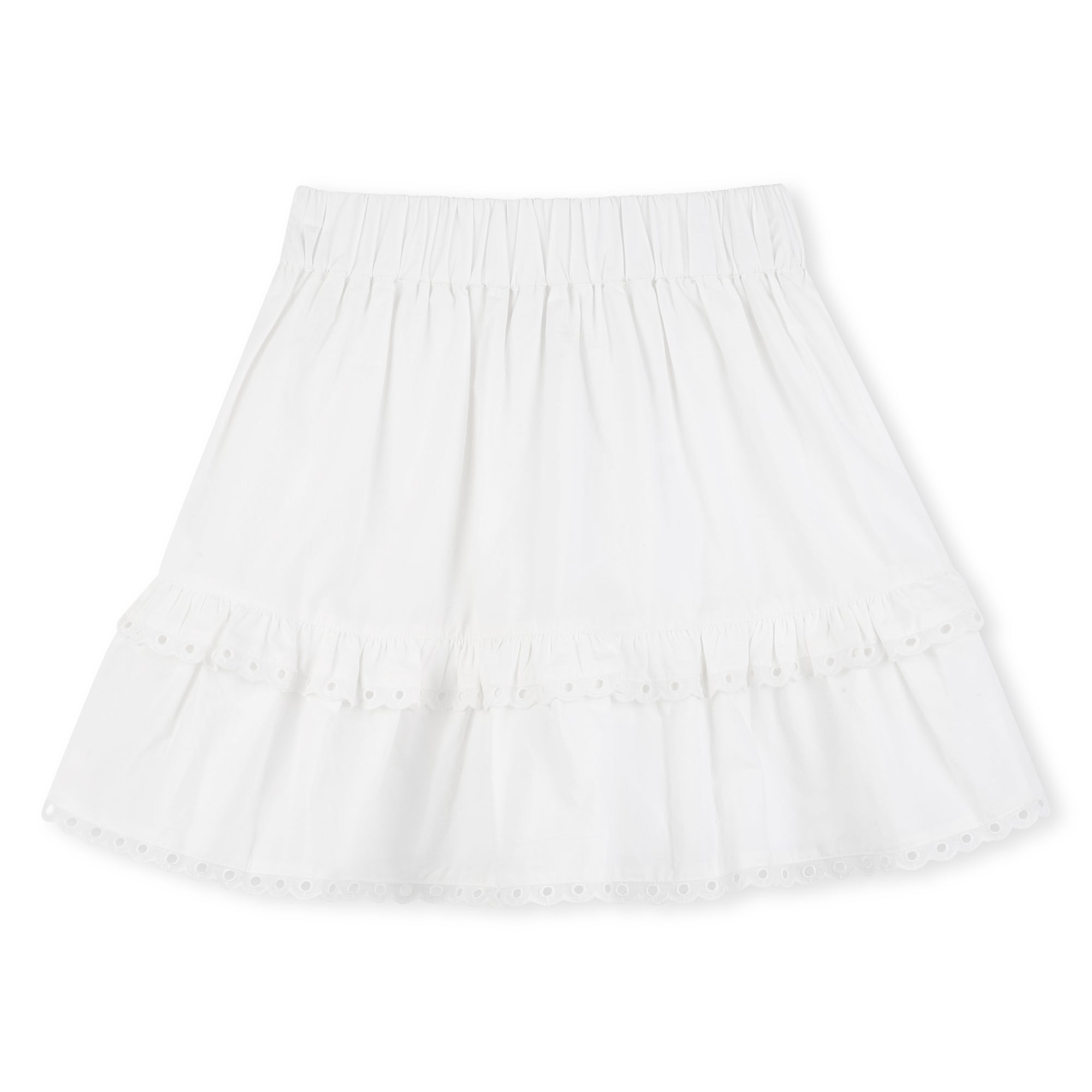 Falda Corta Popelina Volantes Encaje Blanca