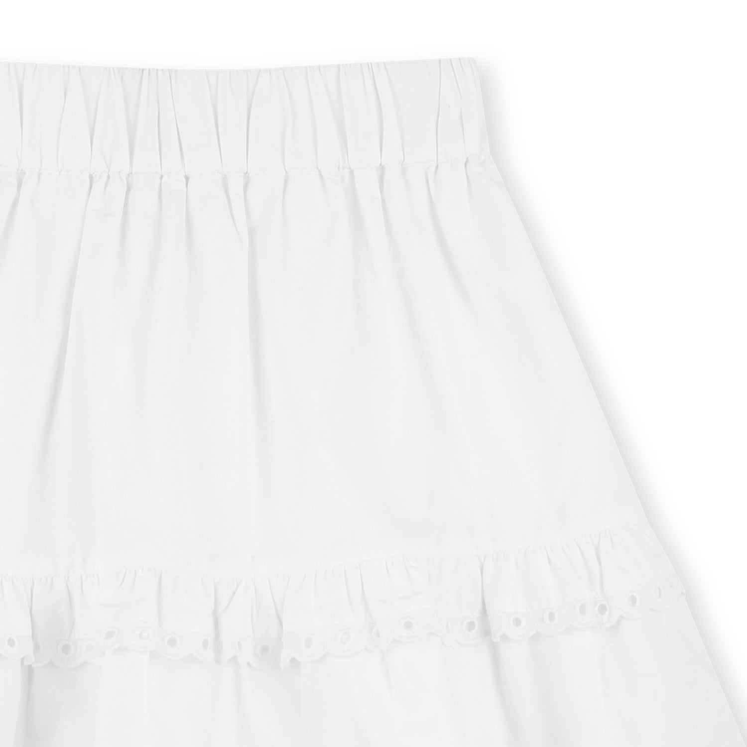 Falda Corta Popelina Volantes Encaje Blanca