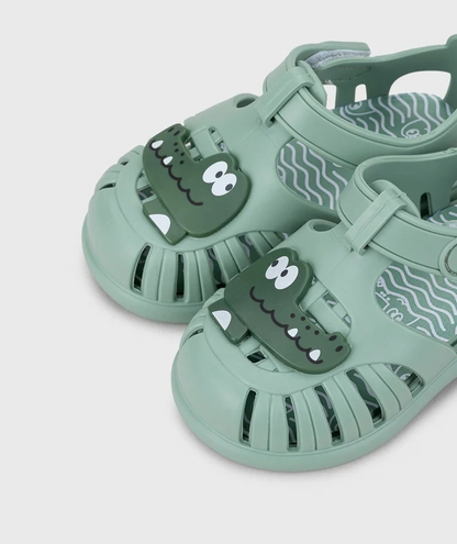 Sandalias Tobby Croco Matcha