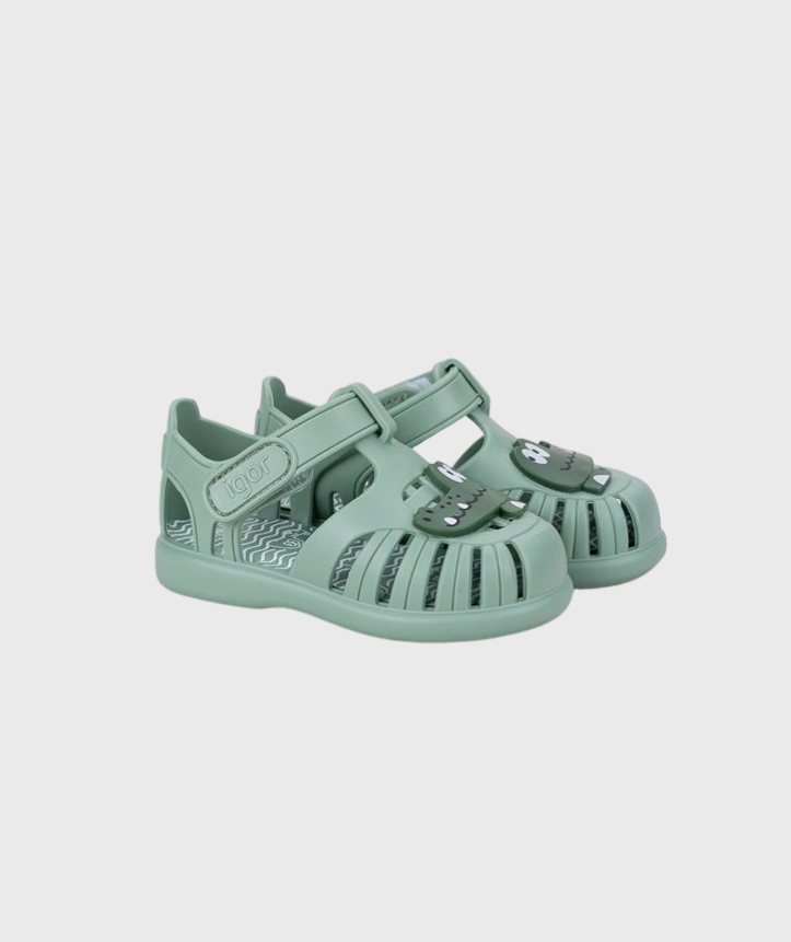 Sandalias Tobby Croco Matcha