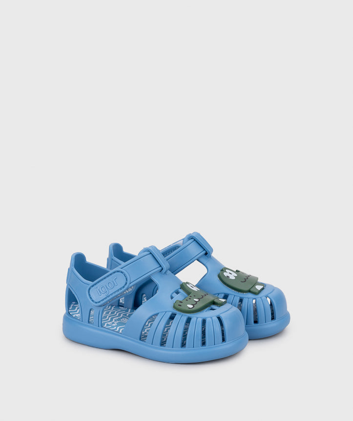 Sandalias Tobby Croco Azul