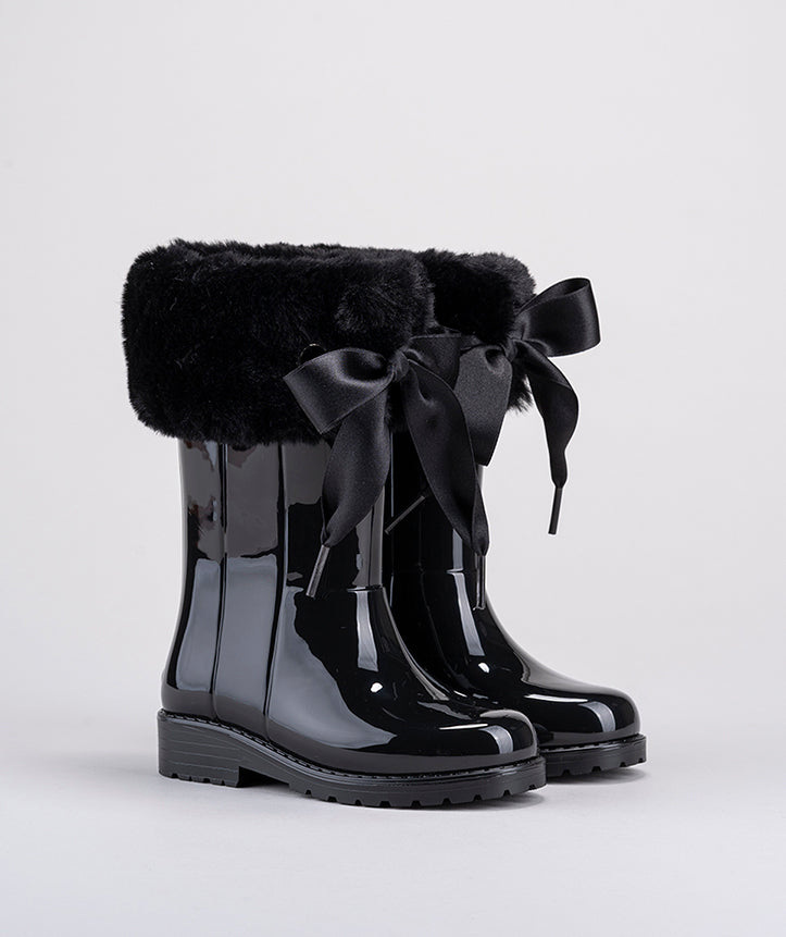 Bota Campera Charol Negra