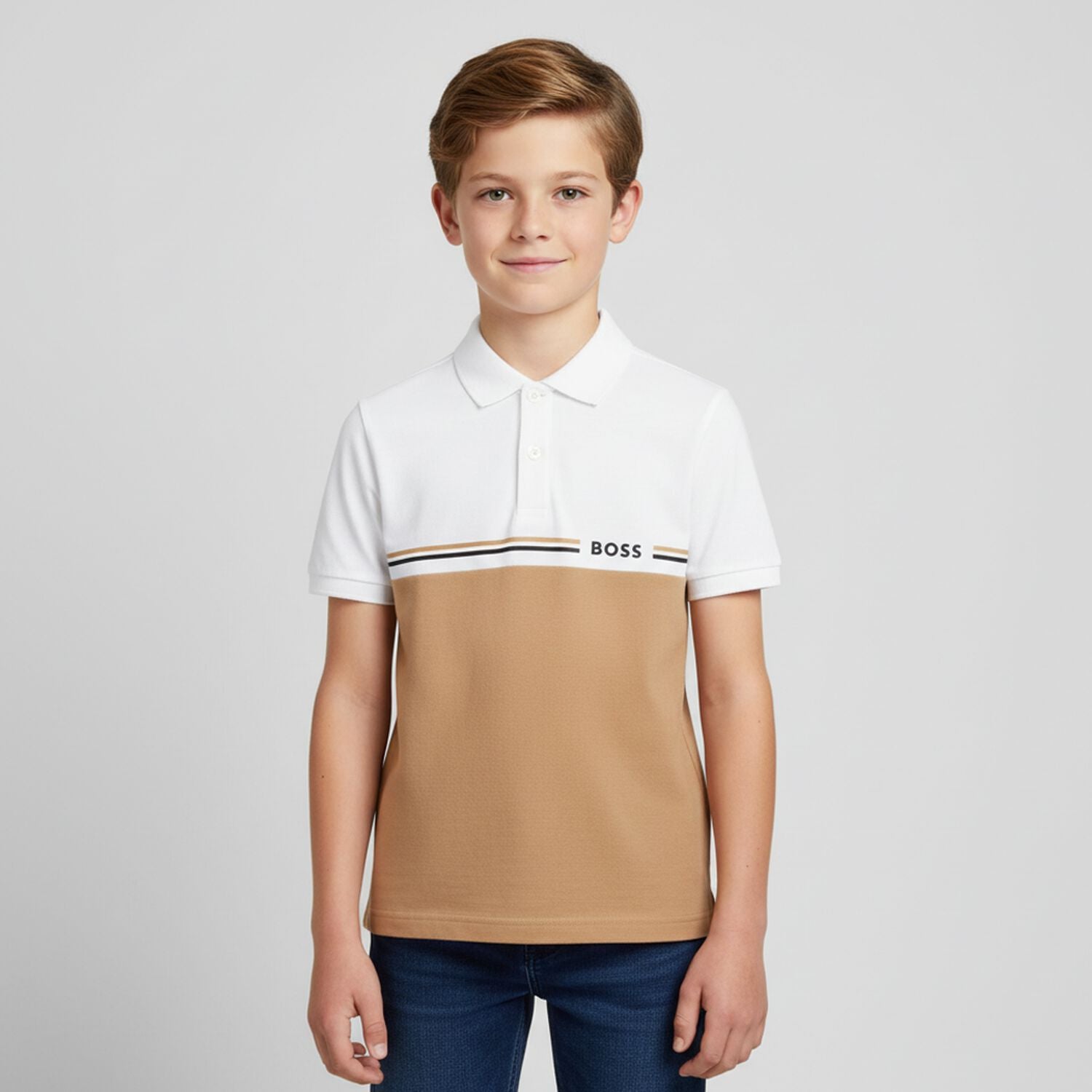 Polo Bicolor Camel Regular Fit