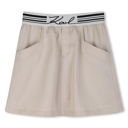 Falda Lyocell Bolsillos Frontales Pale Stone