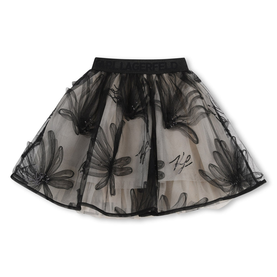 Falda Malla &amp; Lentejuelas Negra