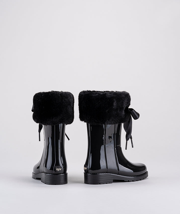 Bota Campera Charol Negra